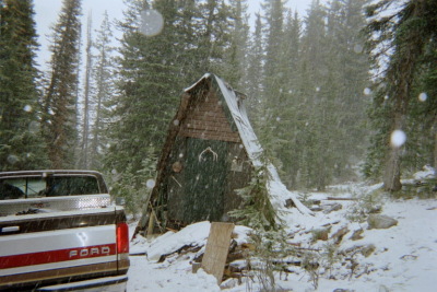 A-frame shed & first October snow